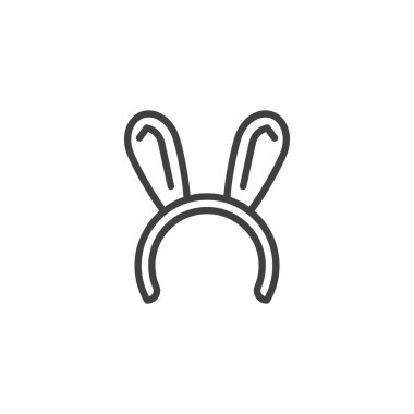 Tavşan Kulağı çizgi ikonu. Mobil konsept ve web tasarımı için doğrusal biçim işareti. Tavşan kulaklı bir saç bandı vektör ikonu. Sembol, logo çizimi. Vektör grafikleri