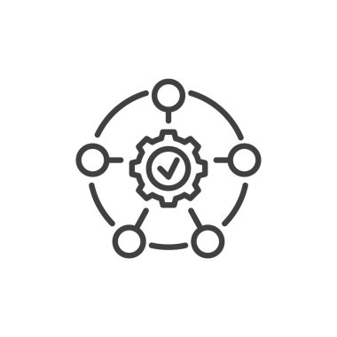 Düşünme çizgisi ikonu. Mobil konsept ve web tasarımı için doğrusal biçim işareti. Verimlilik, ana vektör simgesini gösterir. Sembol, logo çizimi. Vektör grafikleri