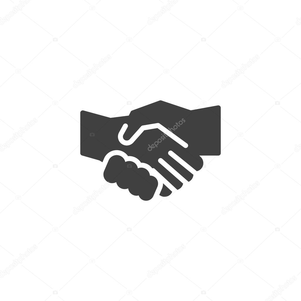 Handshake vector icon. filled flat sign for mobile concept and web design. Customer Retention glyph icon. Symbol, logo illustration. Vector graphics