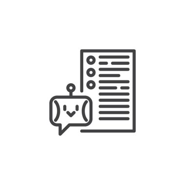 AI, Survey Line simgesini kullandı. Mobil konsept ve web tasarımı için doğrusal biçim işareti. Chatbot, araştırma listesindeki ana vektör ikonuna sahip. Sembol, logo çizimi. Vektör grafikleri