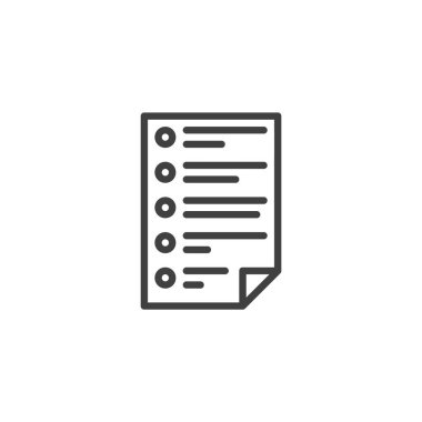 Kontrol listesi simgesi. Mobil konsept ve web tasarımı için doğrusal biçim işareti. Basit bir kurşun liste ana hatlı vektör simgesi. Test formu sembolü, logo illüstrasyonu. Vektör grafikleri