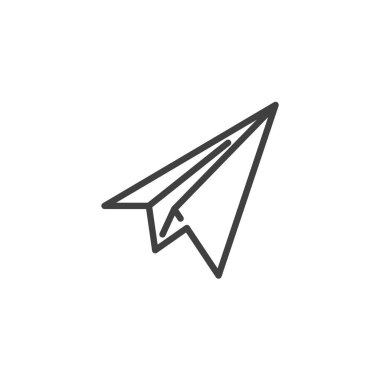 İleti satırı simgesi gönder. Mobil konsept ve web tasarımı için doğrusal biçim işareti. Kağıt uçak ana hatlı vektör simgesi. Bilgi sembolü gönderiliyor, logo illüstrasyonu. Vektör grafikleri