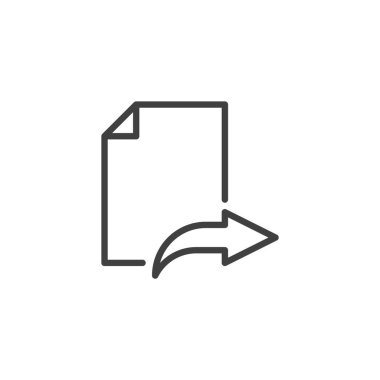 Dosya satırı simgesi gönder. Mobil konsept ve web tasarımı için doğrusal biçim işareti. İçinde ok ana hatlı vektör simgesi olan bir belge. İçerik sembolü, logo illüstrasyonu yayınlanıyor. Vektör grafikleri