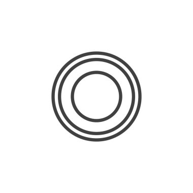 Canlı yayın düğme hattı simgesi. Mobil konsept ve web tasarımı için doğrusal biçim işareti. Çizgi çizgisi vektör simgesi olan daire düğmesi. Sembol, logo çizimi. Vektör grafikleri