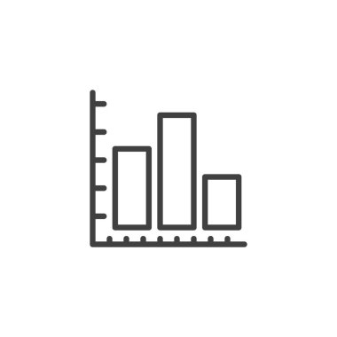 Analitik grafik çizelgesi simgesi. Mobil konsept ve web tasarımı için doğrusal biçim işareti. Bir bar grafik diyagramı ana hatlı vektör simgesi. Sembol, logo çizimi. Vektör grafikleri