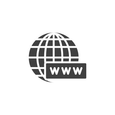 Ağ küresi vektör simgesi. Mobil konsept ve web tasarımı için düz tabela. Web tarayıcı simgesi. İnternet erişim sembolü, logo illüstrasyonu. Vektör grafikleri