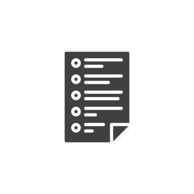 Anket listesi vektör simgesi. Mobil konsept ve web tasarımı için düz tabela. İşaretleme listesi simgesi. Test formu sembolü, logo illüstrasyonu. Vektör grafikleri