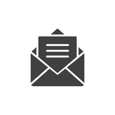 Açık bir zarf vektör simgesi. Mobil konsept ve web tasarımı için düz tabela. Alınan posta simgesi simgesi. Mesaj sembolü, logo illüstrasyonu okunuyor. Vektör grafikleri