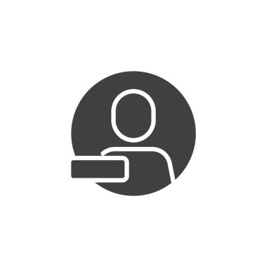 Eksi işaret vektör simgesi olan kişi. Mobil konsept ve web tasarımı için düz tabela. Kullanıcı simgesini takip etme. Aşağıdaki sembol, logo illüstrasyonu. Vektör grafikleri