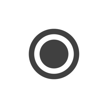 Nokta vektör simgesi olan daire düğmesi. Mobil konsept ve web tasarımı için düz tabela. Canlı yayın düğmesi simgesi. Sembol, logo çizimi. Vektör grafikleri