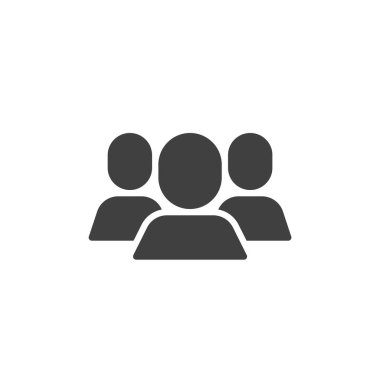 Çoklu kullanıcı vektör simgesi. Mobil konsept ve web tasarımı için düz tabela. Kullanıcı Grubu simgesi. Topluluk, forum sembolü, logo illüstrasyonu. Vektör grafikleri