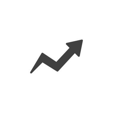 Eğri ok vektör simgesi. Mobil konsept ve web tasarımı için düz tabela. Yükselen grafik ok sembolü. Sembol, logo çizimi. Vektör grafikleri