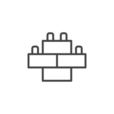 Oyuncak hattı simgesini engeller. Mobil konsept ve web tasarımı için doğrusal biçim işareti. Taslak vektör simgesi oluşturuluyor. Sembol, logo çizimi. Vektör grafikleri