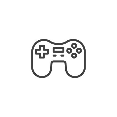Gamepad kontrol çizgisi simgesi. Mobil konsept ve web tasarımı için doğrusal biçim işareti. Oyun denetleyici ana hatları vektör simgesi. Sembol, logo çizimi. Vektör grafikleri