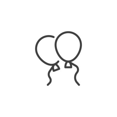 Balon hattı ikonu. Mobil konsept ve web tasarımı için doğrusal biçim işareti. İki balon ana hat vektör simgesi. Sembol, logo çizimi. Vektör grafikleri
