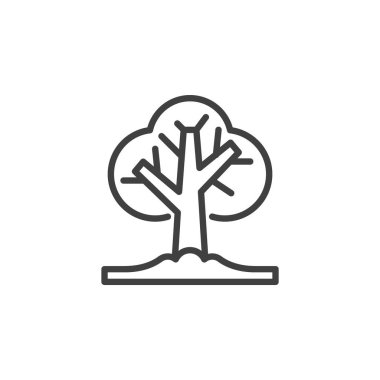 Tek Ağaç Çizgisi simgesi. Mobil konsept ve web tasarımı için doğrusal biçim işareti. Ağaç çizgisi vektör simgesi. Sembol, logo çizimi. Vektör grafikleri