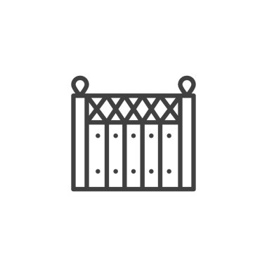 Sınır, çit çizgisi simgesi. Mobil konsept ve web tasarımı için doğrusal biçim işareti. Bahçe çiti çizgisi vektör simgesi. Sembol, logo çizimi. Vektör grafikleri