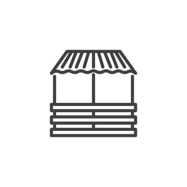 Hayvan muhafaza hattı simgesi. Mobil konsept ve web tasarımı için doğrusal biçim işareti. Çiftlik hayvanları barınma ana hatları vektör simgesi. Sembol, logo çizimi. Vektör grafikleri