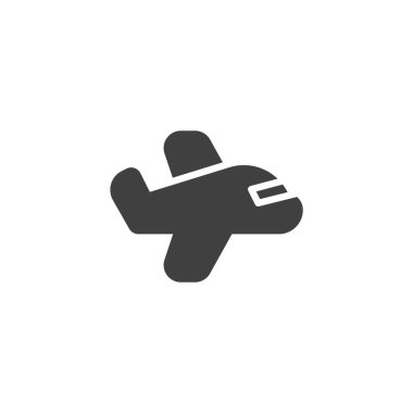 Oyuncak uçak vektör simgesi. Mobil konsept ve web tasarımı için düz tabela. Uçak oyuncağı sembolü. Sembol, logo çizimi. Vektör grafikleri