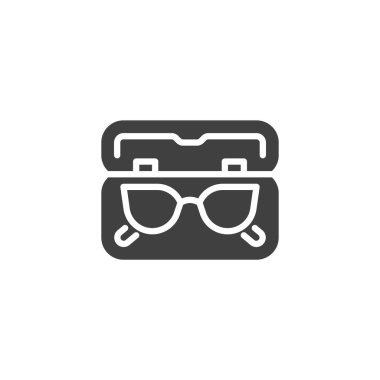 Koruyucu gözlük kutusu vektör ikonu. Mobil konsept ve web tasarımı için düz tabela. Güneş gözlüğü kabartma simgesi. Sembol, logo çizimi. Vektör grafikleri