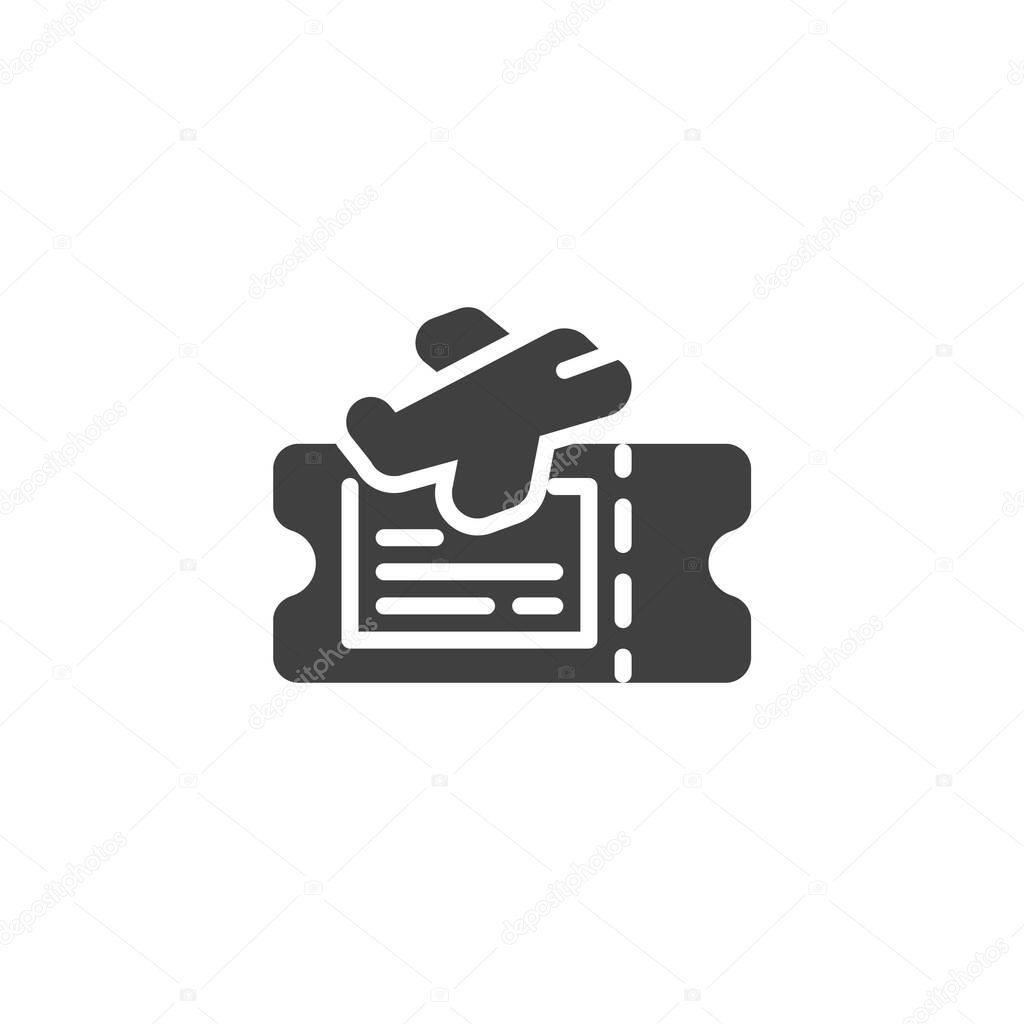 Airline boarding pass vector icon. filled flat sign for mobile concept and web design. Plane Ticket glyph icon. Symbol, logo illustration. Vector graphics