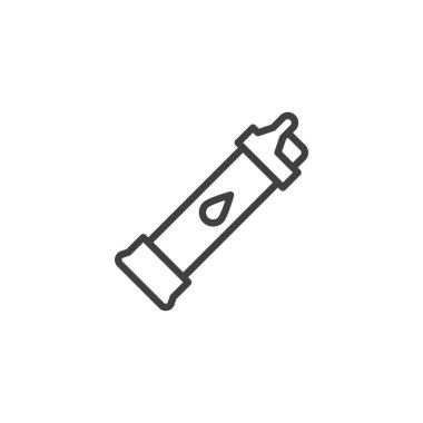 Su filtresi çizgi simgesi. Mobil konsept ve web tasarımı için doğrusal biçim işareti. Taşınabilir su arıtma ana hatları vektör simgesi. Sembol, logo çizimi. Vektör grafikleri