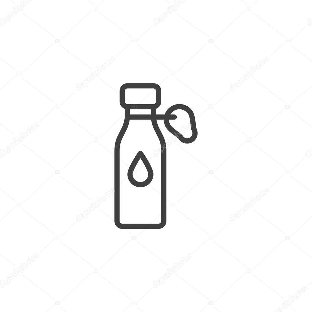 Water Bottle line icon. linear style sign for mobile concept and web design. Durable bottle with carabiner hook outline vector icon. Symbol, logo illustration. Vector graphics
