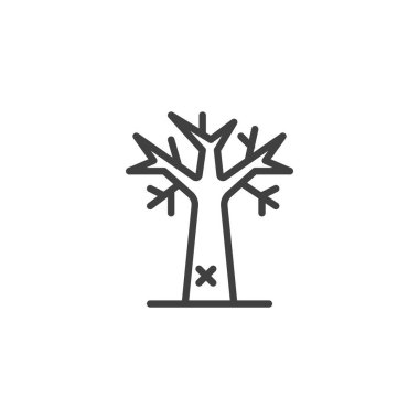 Trail Blaze çizgi simgesi. Mobil konsept ve web tasarımı için doğrusal biçim işareti. Ağaç ana hatları vektör simgesini işaretle. Sembol, logo çizimi. Vektör grafikleri