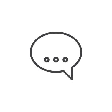 İçinde üç nokta olan sohbet baloncuk çizgisi simgesi. Bu dış hat vektör simgesi iletişimi, mesajı ya da konuşmayı temsil eder. Doğrusal biçimdeki sembolik ileti simgesi.