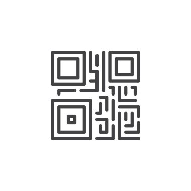QR kod satırı simgesi bir ızgara deseni gösteriyor. Tarama ve erişim için hızlı yanıt kodlarını temsil eden ana vektör simgesi. Sembolik iletişim simgesi.