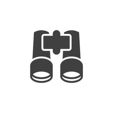 Seyahat dürbünü vektör simgesi. Mobil konsept ve web tasarımı için düz tabela. Dürbün sembolü. Sembol, logo çizimi. Vektör grafikleri