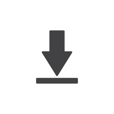 Katı ok simgesi indir. Aşağı doğru bir ok gösteren cesur bir vektör simgesi. Bu katı simge dosyaları kaydetmek veya almak için bir sembol olarak kullanılır.