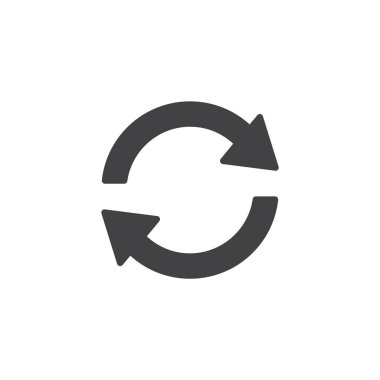 Katı kabartma simgesini senkronla. Senkronizasyonu simgeleyen dairesel bir ok vektör simgesi. Bu kabartma biçimindeki katı simge işlevleri yenilemek veya tekrarlamak için bir işarettir.