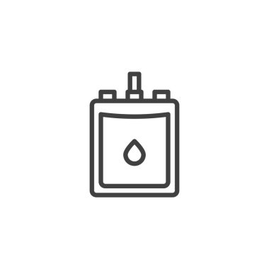 Serum sıvısı hattı simgesi. Ana vektör ikonu tıbbi infüzyon ve hidrasyon için damar içi tedavi çantası gösteriyor. Hastane ve bakım için sembol simgesi. Vektör doğrusal sembolü.