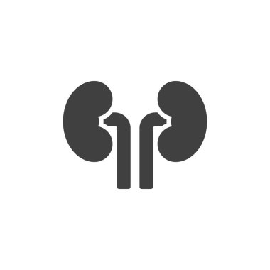 Böbrekler katı kabartma vektör simgesi. Böbrek sistemi gösteren tıbbi organ ikonu. İşaret olarak kullanılan kabartma biçimi simgesi ve idrar sağlığı ve iç anatomi görsellerinde işaret.