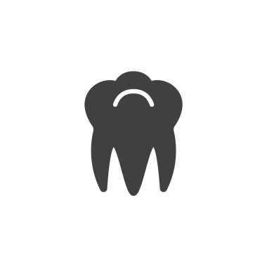 Diş bakımı katı bir ikon. Oral sağlıkta kullanılan bir azıdişinin vektör sembolü. Bu cesur tıp ikonu hijyen ve dişçilik temaları için bir sembol ve imza olarak çalışır..