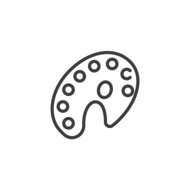 Renk Paleti çizgi simgesi. Bir sanatçının paletini gösteren basit bir taslak ikon vektörü. Bu simge sanat, yaratıcılık ve resim eğitimi için idealdir..