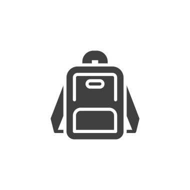 Okul sırt çantasındaki simge. Ön cepleri olan küçük bir simge. Bu simge, okul malzemeleri ve öğrenci giysisi sembolü olarak ideal..