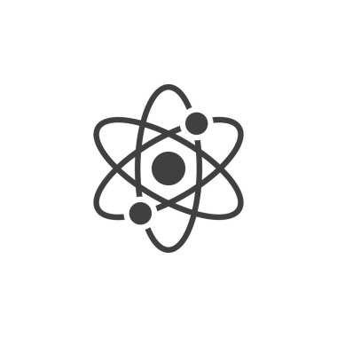 Atom bilimi katı vektör ikonu. Atomik yörüngelerin bir sembolü. Bu simge fizik işareti ve kimya eğitim sembolünü yansıtır.