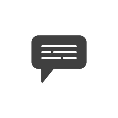 Sohbet kabarcığı katı kabartma simgesi. Mesaj baloncuğunun sağlam bir simgesi. Bu simge iletişim işareti ve çevrimiçi tartışma sembolü için uygundur.