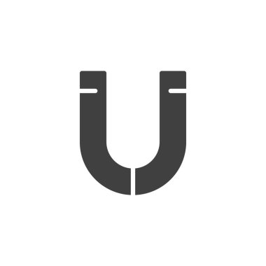 Mıknatıs katı vektör simgesi. Klasik bir at nalı mıknatısı sembolü. Bu ikon sembolü fizik işareti ve manyetik alan sembolü olarak büyüktür..