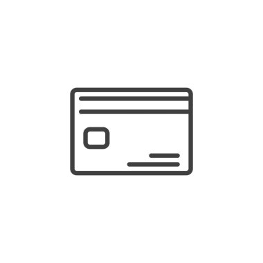 Zarif taslak biçimli kredi kartı simgesi. Bu vektör ikonu ödeme, finans veya bankacılık sembolize eder. Mali işlem simgesi ve plastik kart sembolü.