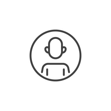 Basit taslak vektör biçiminde kullanıcı avatar çizgisi simgesi. Profil veya hesaplarda kullanılan bir kişi sembolünü gösterir. Bir kullanıcı simgesi ve kimlik simgesi.