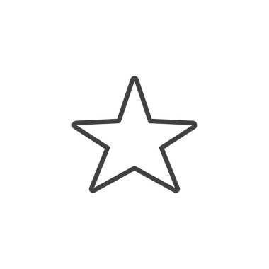 Taslak vektör biçiminde favori yıldız çizgisi simgesi. Derecelendirmeyi, özelleştirilmiş ürünleri veya kaydedilmiş ürünleri temsil eder. Ekommerce için favori simge ve gözden geçirme simgesi.