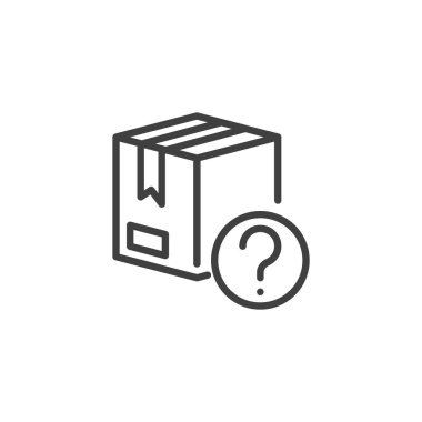 Taslak vektör biçiminde ürün depolama simgesi. Envanter için paketlerle dolu bir raf gösteriyor. Depo simgesi ve ekommerce depolama sembolü.