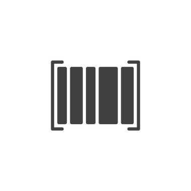 Barkod tarayıcı kalın kabartma biçiminde katı simge. Tarayıcı aygıtının doldurulmuş vektör simgesi, ekommerce kontrolü ya da envanter için mükemmel. Perakende teknoloji simgesi simgesi.