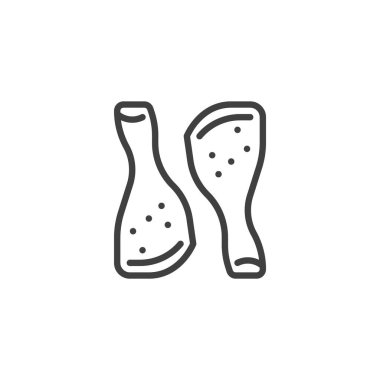 Tavuk budu çizgisi, et kemiği detaylarıyla birlikte. Lezzetli bir taslak vektör simgesi. Yemek sembolü ve et logosu. Bu simge BBQ, fast food ve protein yemek temaları için harikadır..