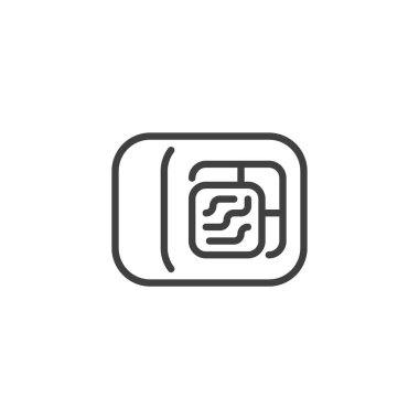 Suşi çizgisi simgesi kare şeklinde ve deniz yosunlarıyla kaplı. Düzenli dış hat vektör simgesi. Japon gıda sembolü ve restoran logosu. Asya mutfak tasarımları için harika..