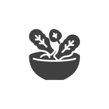 Salata kasesi, yapraklı bir sembol. Sağlıklı, taze ve organik yemekleri temsil eden besin sembolü..