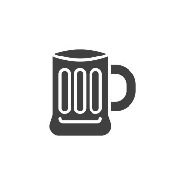 Bira kupası, köpüklü kabartma simgesi. İçki tabelası ve Oktoberfest gibi festival temaları için harika bir yemek ikonu sembolü..